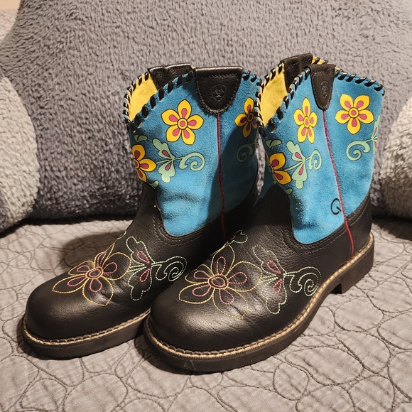Ariat Big Girls Size 5 Colorful Floral Cowboy Boots - Picture 16 of 16